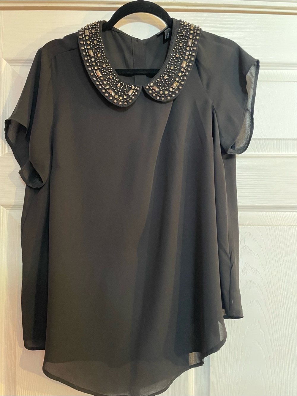 torrid Black Jeweled Peter Pan Collar Blouse